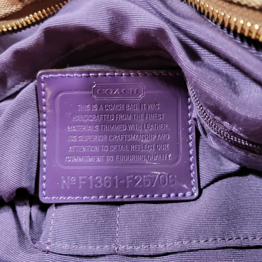 Coach Purse*EUC*Purple & Tan*Signature Snake Stripe*F25706 - Picture 6 of 10